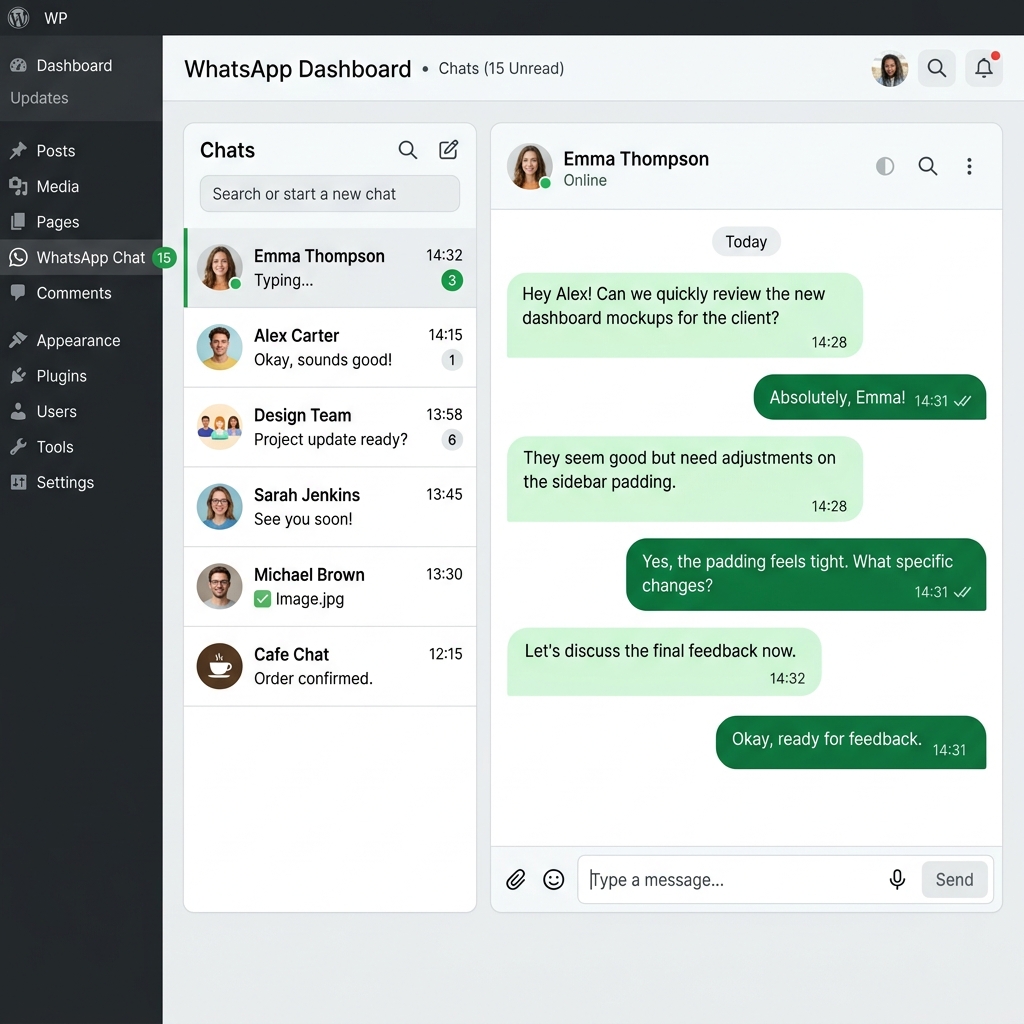 Dashboard de WhatsApp en WordPress